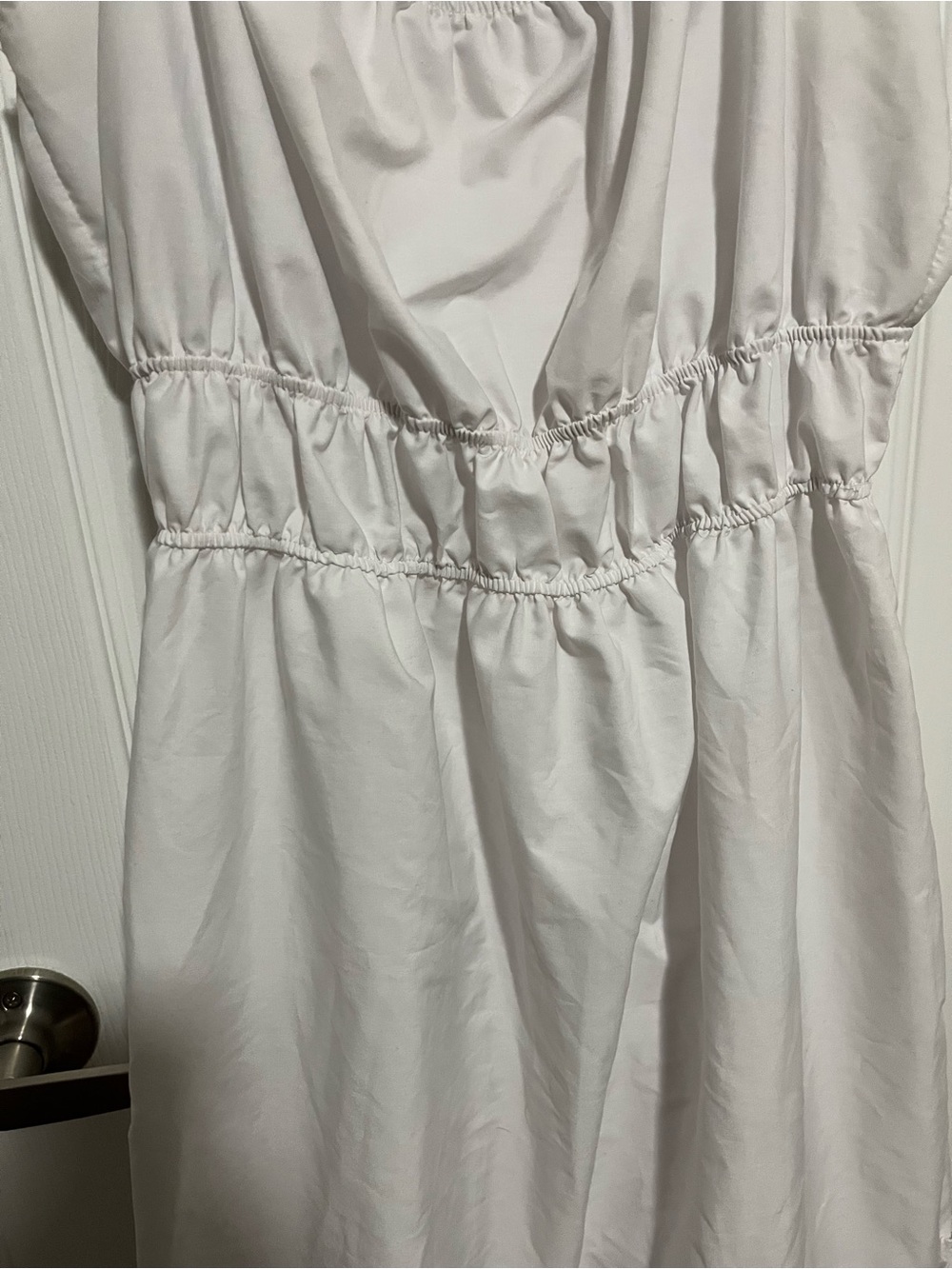 White Ruched Spaghetti-Strap Mini Dress - Picture 4 of 5